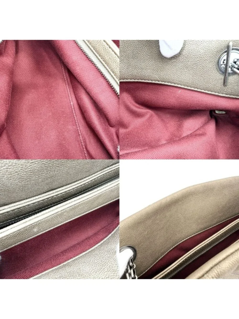 Chanel Quilted Mademoiselle Bowling Bag Metallic Leather Brown Silver